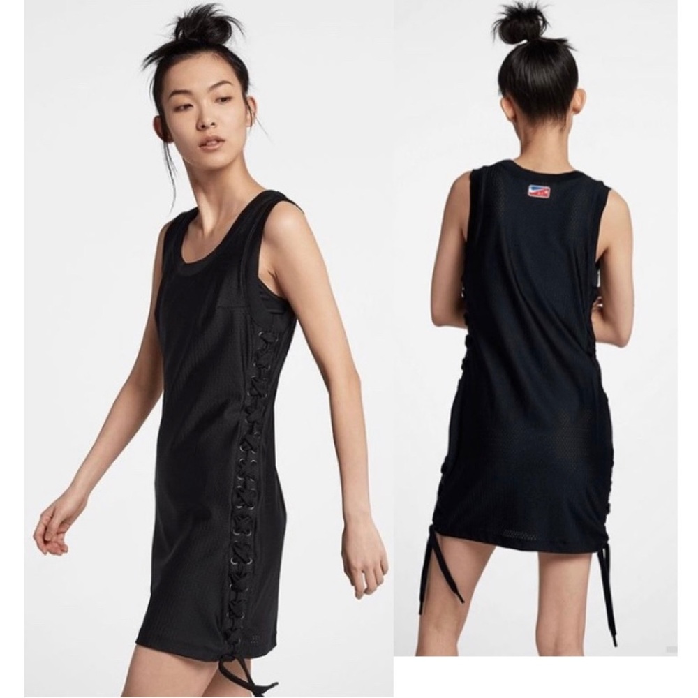 Nike Lab x Ricardo Tisci Black Mesh Lace Up Tank Dress Size Small